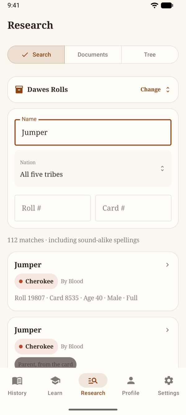 Research › Search with live Dawes Rolls results for the surname Jumper